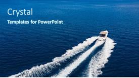  Presentation with mediterranean - Presentation theme having speed-boat-in-mediterranean-sea background and a ocean colored foreground