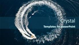  Presentation with speed - PPT theme with speed-boat-in-mediterranean-sea background and a ocean colored foreground