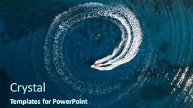  Presentation with mediterranean - Colorful presentation theme enhanced with speed-boat-in-mediterranean-sea backdrop and a ocean colored foreground