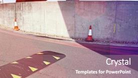  Presentation with speed - Colorful PPT theme enhanced with speed bump in the middle backdrop and a  colored foreground