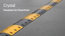  Presentation with speed - PPT theme featuring speed bump on wet road background and a gray colored foreground