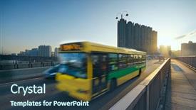  Presentation with road bus - Audience pleasing slides consisting of speed bus through sunset road backdrop and a tawny brown colored foreground