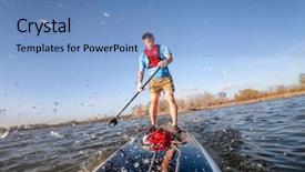  Presentation with pov - Presentation theme featuring speed cameras - athletic senior male is paddling background and a teal colored foreground