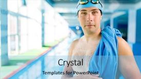  Presentation with swimmer - Audience pleasing PPT theme consisting of speed cameras - image of young swimmer man backdrop and a light blue colored foreground