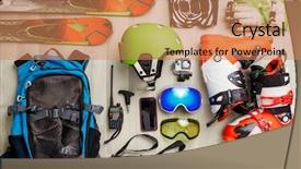  Presentation with clothing wooden clothes hanger object - Presentation enhanced with speed cameras - picture of skier objects background and a coral colored foreground