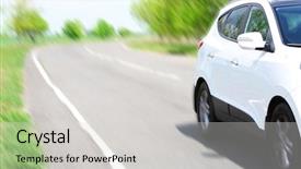  Presentation with road safety drive - PPT layouts consisting of speed car driving on road background and a light gray colored foreground