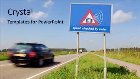  Presentation with car speeding - Presentation theme enhanced with speed checked by radar roadsign background and a light blue colored foreground
