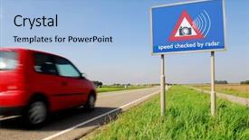  Presentation with car speeding - Beautiful presentation featuring speed checked by radar roadsign backdrop and a light blue colored foreground