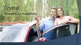  Presentation with dance beautiful couple dancing ballroom - Slides consisting of couple standing near red car background and a mint green colored foreground