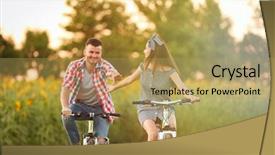  Presentation with bicycles - PPT theme featuring  background and a  colored foreground