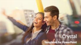  Presentation with ferris wheel - Slide set enhanced with circle date - young smiling couple having background and a violet colored foreground