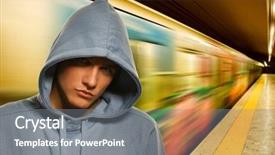  Presentation with drugs - Theme featuring speed drugs - young criminal in subway background and a gray colored foreground