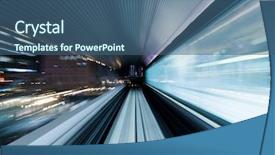  Presentation with train - Presentation enhanced with roadlight gateway - abstract train moving in tunnel background and a ocean colored foreground