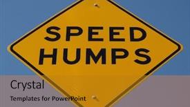  Presentation with speed - Presentation theme with speed humps traffic sign warning background and a  colored foreground