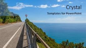  Presentation with limit - Cool new PPT layouts with speed limit sign - empty asphalt road and beautiful backdrop and a light blue colored foreground