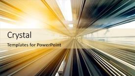  Presentation with high speed railway - Colorful slides enhanced with speed motion in railway tunnel backdrop and a yellow colored foreground