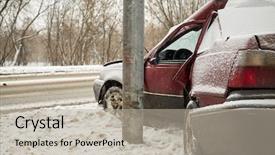  Presentation with car - Audience pleasing theme consisting of speed post - damaged car crashing side backdrop and a mint green colored foreground