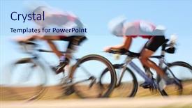  Presentation with bike speed - Beautiful theme featuring speed racing - bike race backdrop and a light blue colored foreground