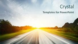  Presentation with water blue sky and peaceful - PPT layouts with speed racing - blurred asphalt road and blue background and a sky blue colored foreground