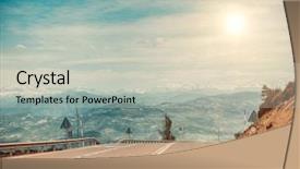  Presentation with asphalt road - Audience pleasing presentation theme consisting of speed racing - curved asphalt road in high backdrop and a light gray colored foreground