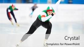  Presentation with skating - Presentation having speed skating male sportsman background and a white colored foreground