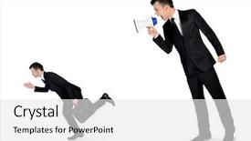  Presentation with 3d man business leader - PPT layouts having speed sound - business man screaming on megaphone background and a white colored foreground
