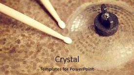  Presentation with drums - Beautiful PPT theme featuring speed sound - drums conceptual image backdrop and a  colored foreground