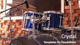  Presentation with recording studio - Theme enhanced with speed sound - set of drums background and a tawny brown colored foreground