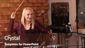  Presentation with recording studio - PPT layouts consisting of speed sound - woman playing drums background and a tawny brown colored foreground