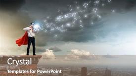  Presentation with sound - Cool new presentation with speed sound - young man in superhero costume backdrop and a coral colored foreground