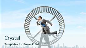  Presentation with ships wheel - Audience pleasing presentation theme consisting of speed traps - young businessman running in huge backdrop and a  colored foreground