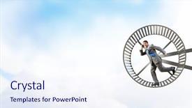  Presentation with wheel - Colorful slide set enhanced with speed traps - young businessman running in huge backdrop and a  colored foreground