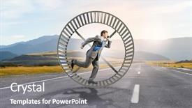  Presentation with wheel - Presentation theme consisting of speed traps - young businessman running in huge background and a  colored foreground