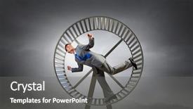  Presentation with wheel robot explorer rescues - Presentation with speed traps - young businessman running in huge background and a  colored foreground