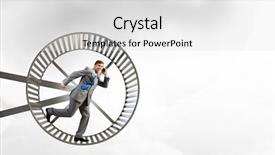  Presentation with wheel - Cool new PPT theme with speed traps - young businessman running in huge backdrop and a  colored foreground