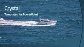 Presentation with speedboat - Cool new presentation theme with speedboat-cruising-in-sea backdrop and a ocean colored foreground