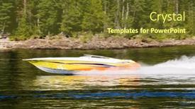  Presentation with speedboat - Beautiful slides featuring speedboat-on-a-lake-motion backdrop and a tawny brown colored foreground