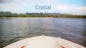  Presentation with speedboat - Presentation theme enhanced with speedboat-on-an-inland-lake background and a sky blue colored foreground