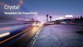  Presentation with las vegas - Colorful presentation theme enhanced with speeding bus blurred motion las backdrop and a ocean colored foreground