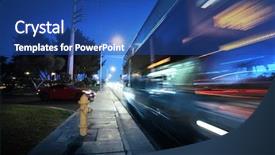  Presentation with las vegas - Presentation theme featuring speeding bus blurred motion las background and a ocean colored foreground