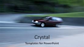  Presentation with car speeding - Theme featuring speeding concept - motion blurred car background and a light blue colored foreground