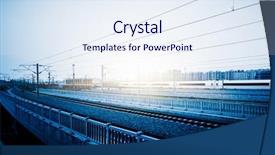  Presentation with train railway - Theme with speeding train away from railway background and a sky blue colored foreground