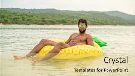  Presentation with mattress - Theme with speedo - aerial view of man background and a blonde colored foreground