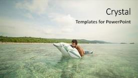  Presentation with dolphin - Slide deck consisting of speedo - aerial view of man background and a sky blue colored foreground