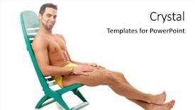  Presentation with steel industry man grinding - Colorful PPT theme enhanced with speedo - man in swimwear backdrop and a white colored foreground