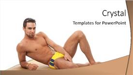  Presentation with cargo insurance man and passenger - Slides consisting of speedo - man in swimwear background and a white colored foreground