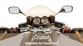  Presentation with person driving - Beautiful presentation design featuring speedometer - biker driving a motorcycle isolated backdrop and a coral colored foreground