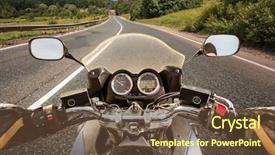  Presentation with person driving - Presentation with speedometer - biker driving a motorcycle rides background and a tawny brown colored foreground