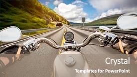  Presentation with person driving - Beautiful theme featuring speedometer - biker driving a motorcycle rides backdrop and a coral colored foreground