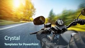  Presentation with road light - Audience pleasing theme consisting of speedometer - close-up of motorbiker riding backdrop and a ocean colored foreground